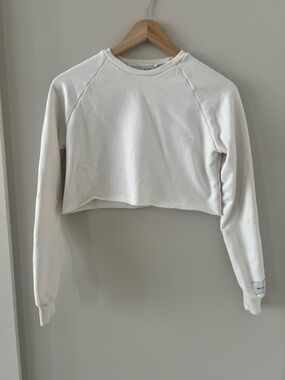 NEW Baja East Off-White Cropped Crewneck Sweatshirt